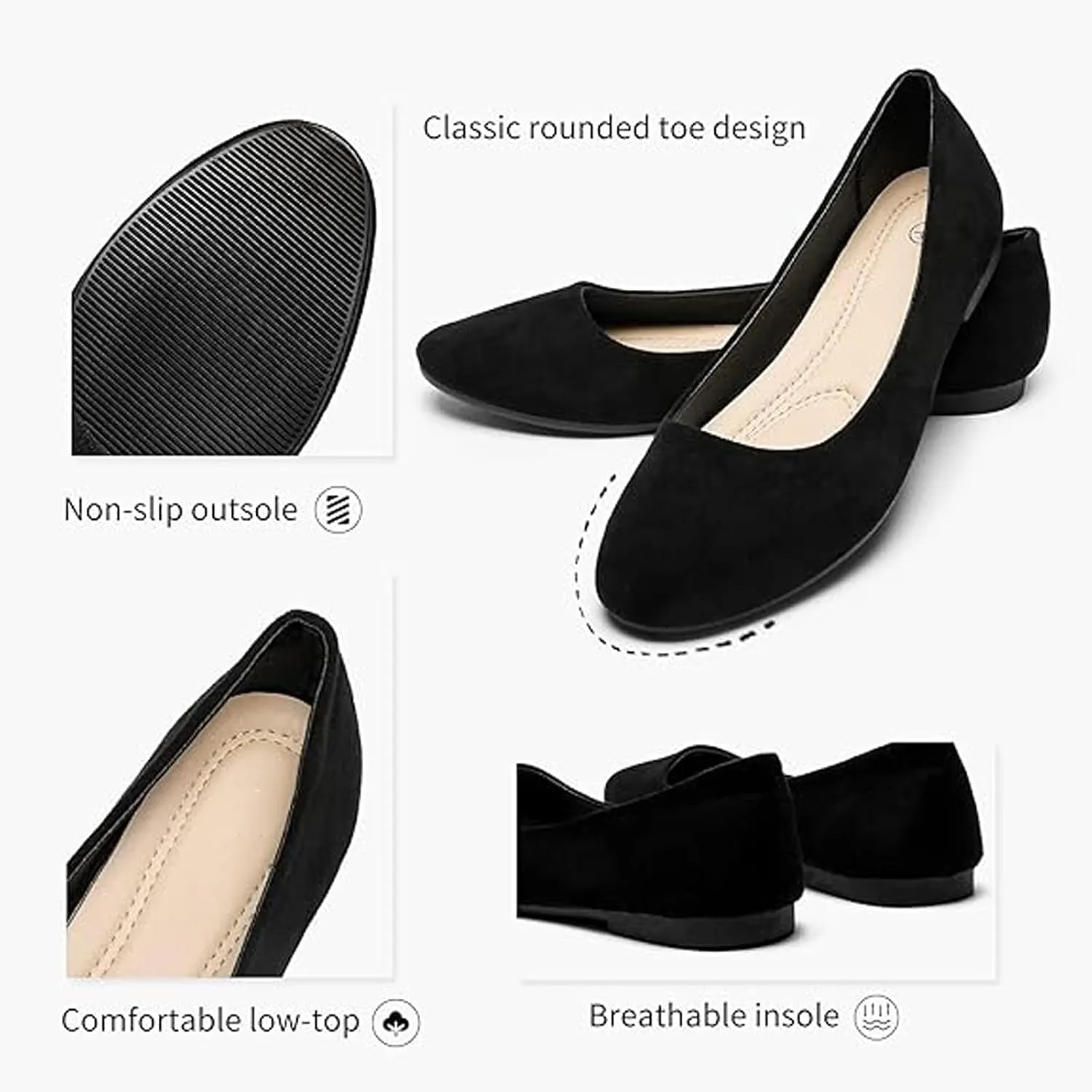 Comfortable, Lightweight, Anti-Slip, Breathable Orthopedic Flat Shoes for Women Elegant Suede Low Heel Wedge Shoes