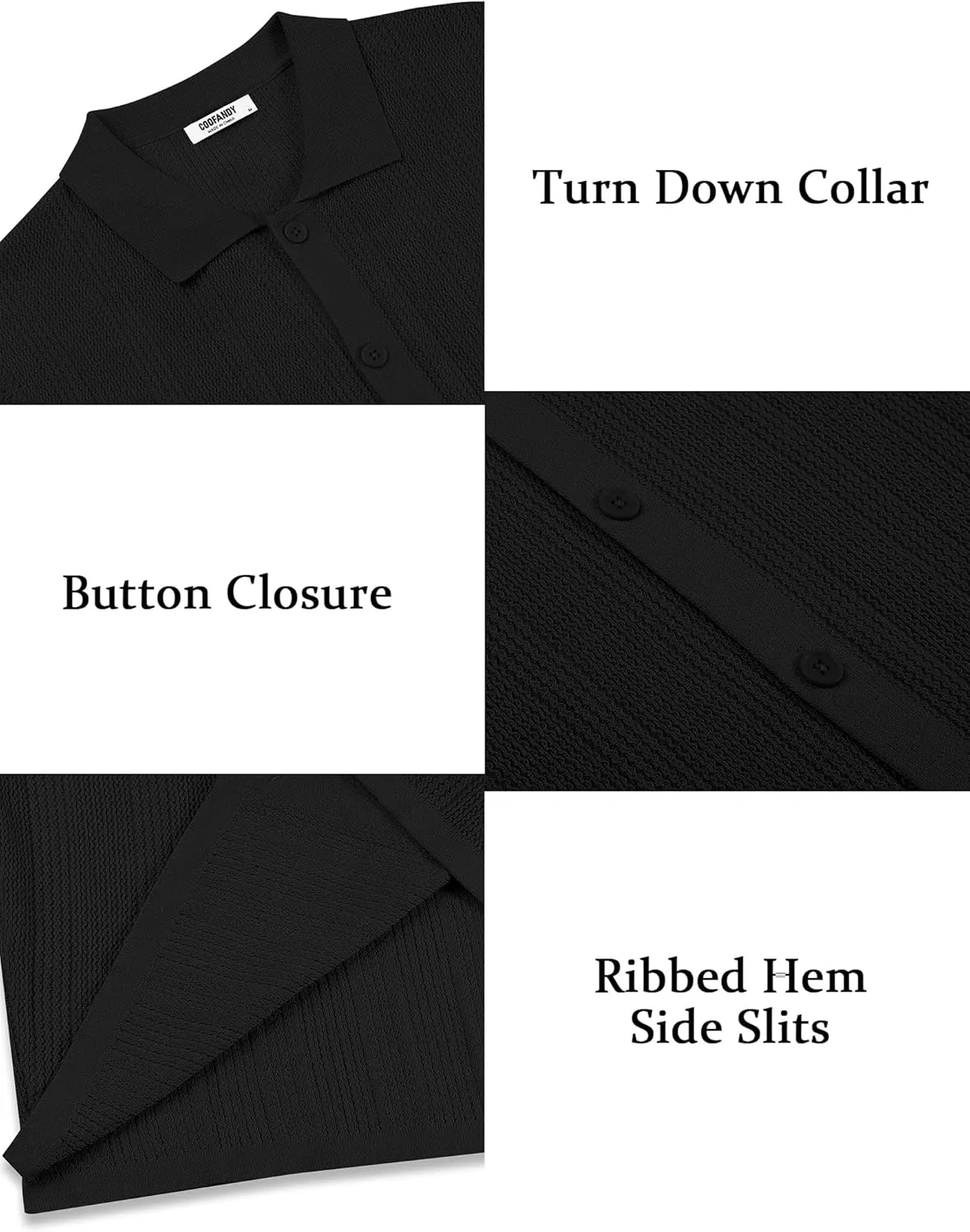 COOFANDY Men's Short Sleeve Knit Shirts Casual Button Down Polo Shirt Fashion Summer Beach Tops