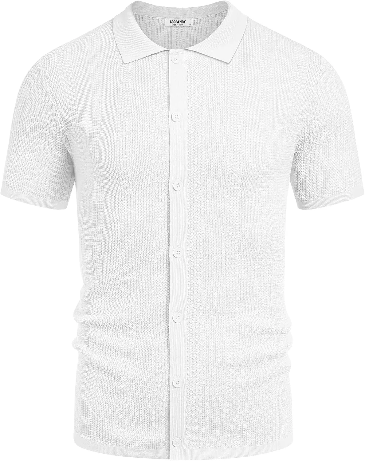 COOFANDY Men's Short Sleeve Knit Shirts Casual Button Down Polo Shirt Fashion Summer Beach Tops