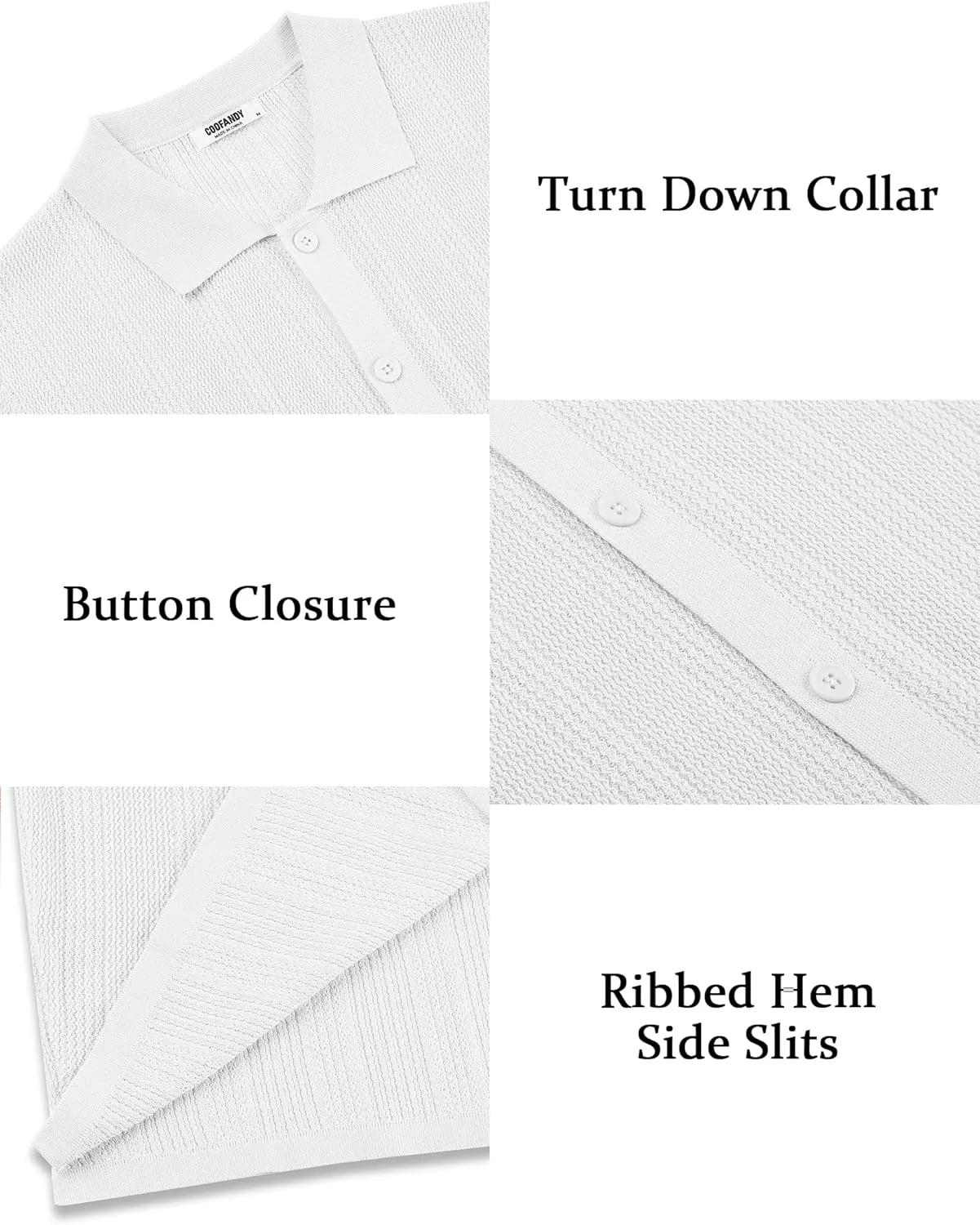 COOFANDY Men's Short Sleeve Knit Shirts Casual Button Down Polo Shirt Fashion Summer Beach Tops