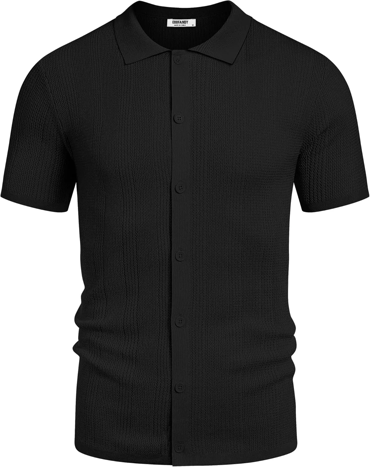 COOFANDY Men's Short Sleeve Knit Shirts Casual Button Down Polo Shirt Fashion Summer Beach Tops