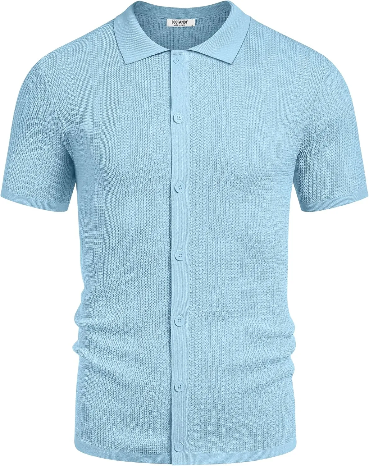 COOFANDY Men's Short Sleeve Knit Shirts Casual Button Down Polo Shirt Fashion Summer Beach Tops