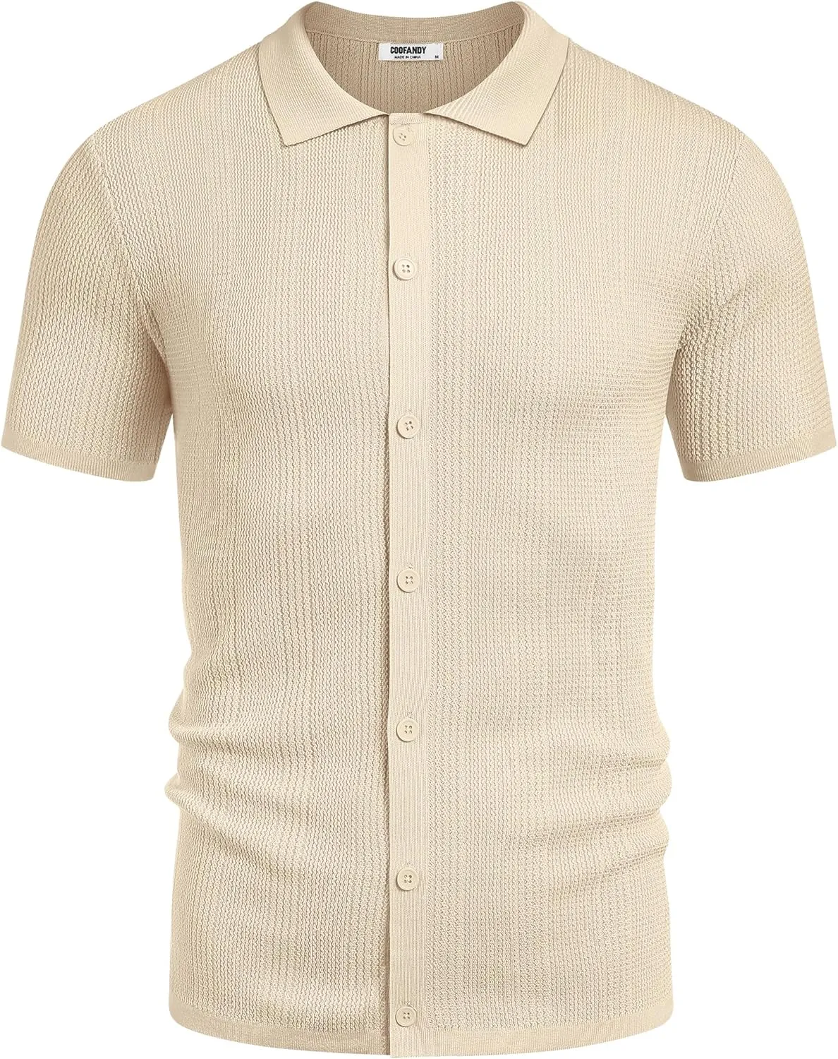 COOFANDY Men's Short Sleeve Knit Shirts Casual Button Down Polo Shirt Fashion Summer Beach Tops