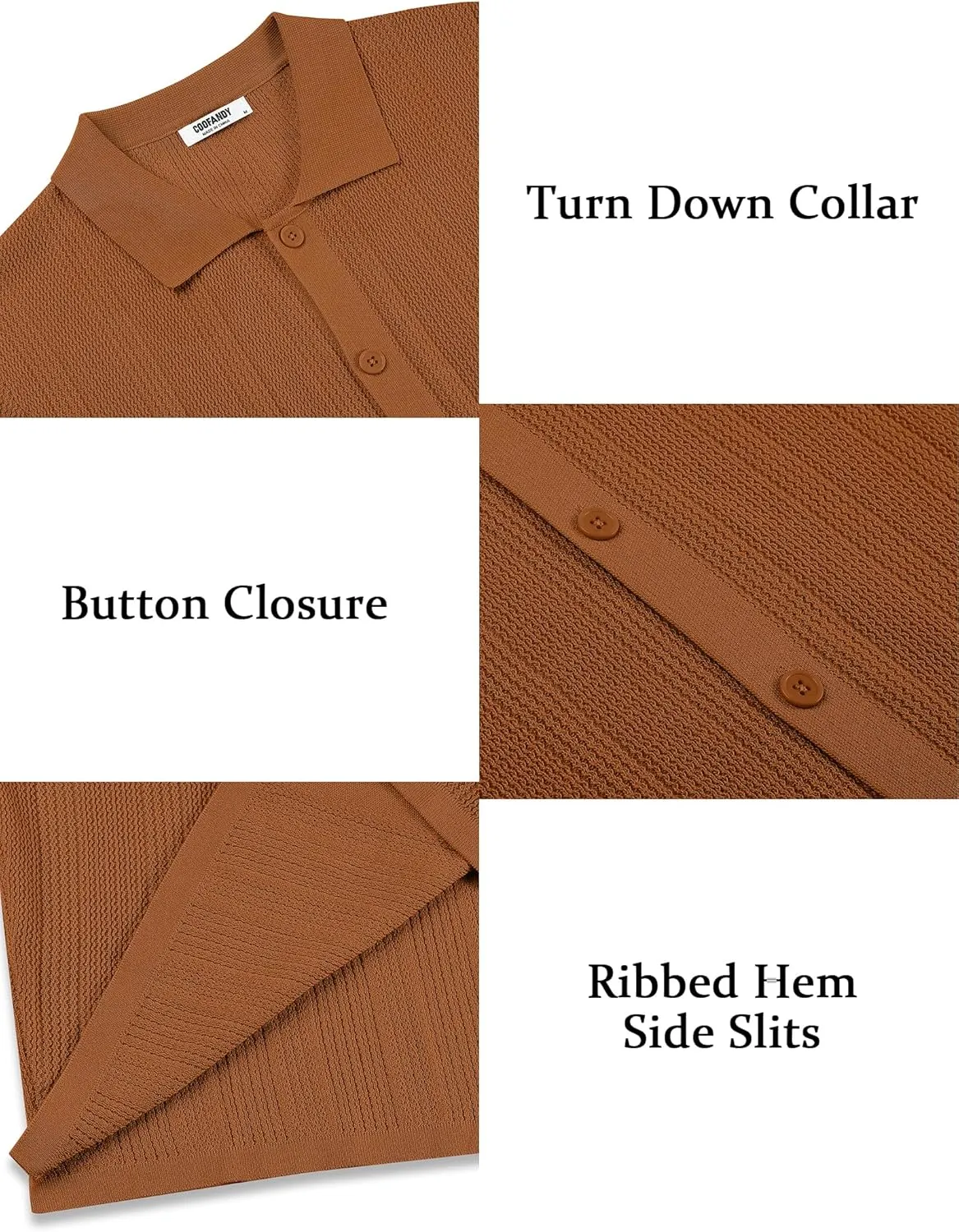 COOFANDY Men's Short Sleeve Knit Shirts Casual Button Down Polo Shirt Fashion Summer Beach Tops