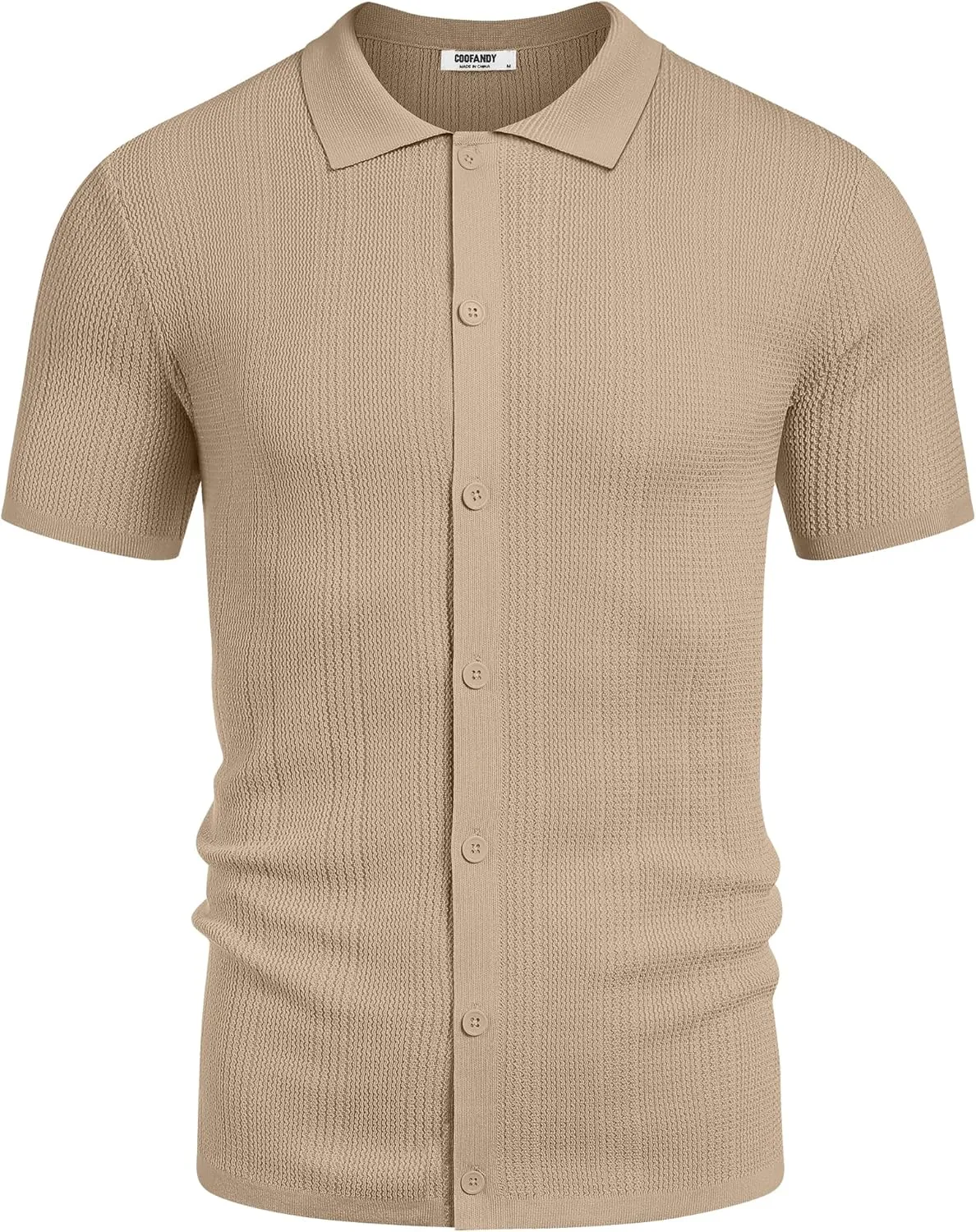 COOFANDY Men's Short Sleeve Knit Shirts Casual Button Down Polo Shirt Fashion Summer Beach Tops