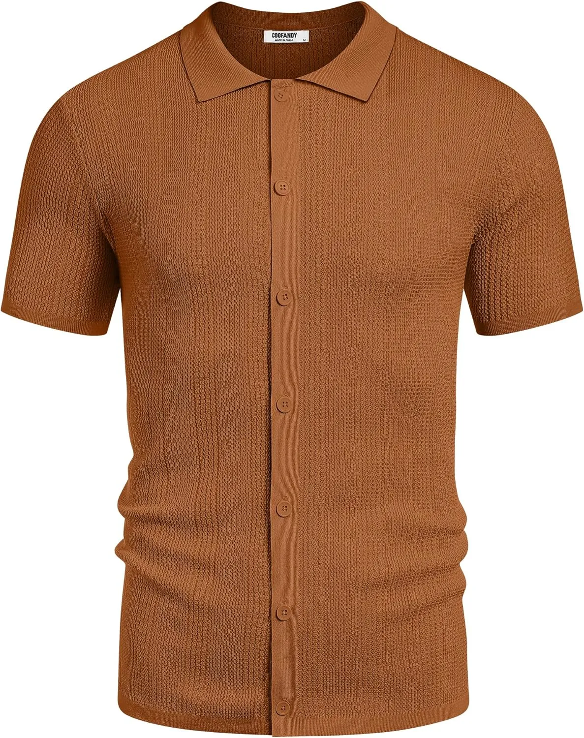 COOFANDY Men's Short Sleeve Knit Shirts Casual Button Down Polo Shirt Fashion Summer Beach Tops