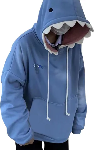 cooki Fall Outfits for Women Sweatshirts Blue Kawaii Shape Hoodie for Girls Cute Teens Animal Shark Hoodies Cosplay Hoodies