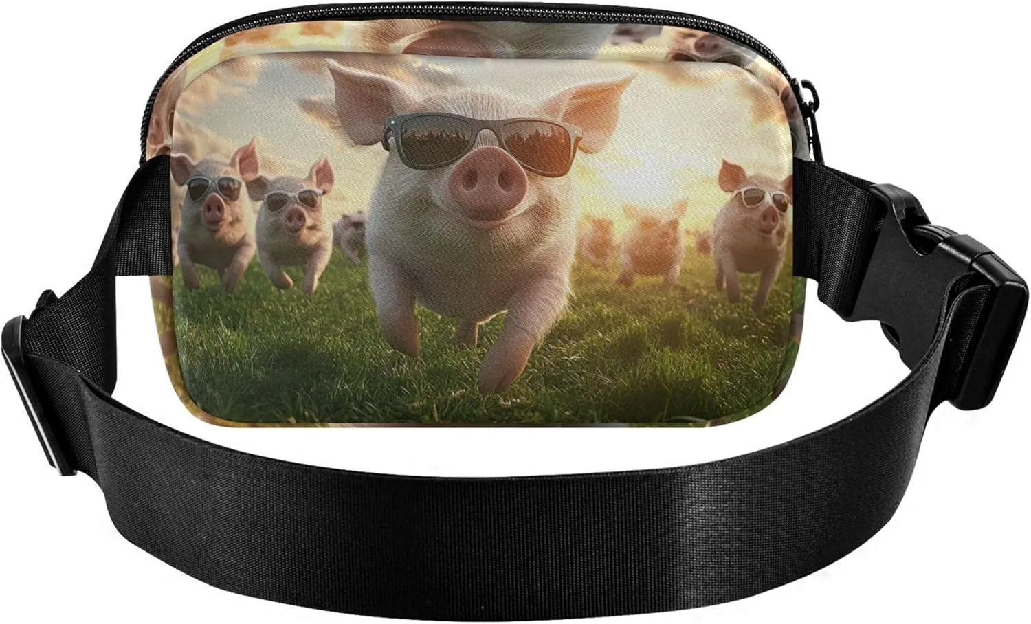 Cool Pigs Wear Sunglasses Women Fanny Pack Belt Bag Hip Pouch Waterproof Fashion Travel Waist Pouch