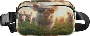 Cool Pigs Wear Sunglasses Women Fanny Pack Belt Bag Hip Pouch Waterproof Fashion Travel Waist Pouch