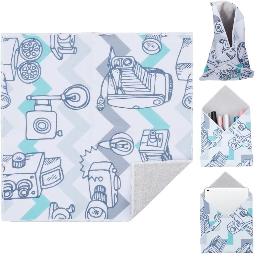 CREATCABIN Camera Protective Wrap Camera Wrap Magic Storage Bag Self-Adhesive Scratch Prevent Cosmetic Travel Product Storage Lens Pouches Soft Cloth with Sticky for Camera Tech Gear 11x11 Inch