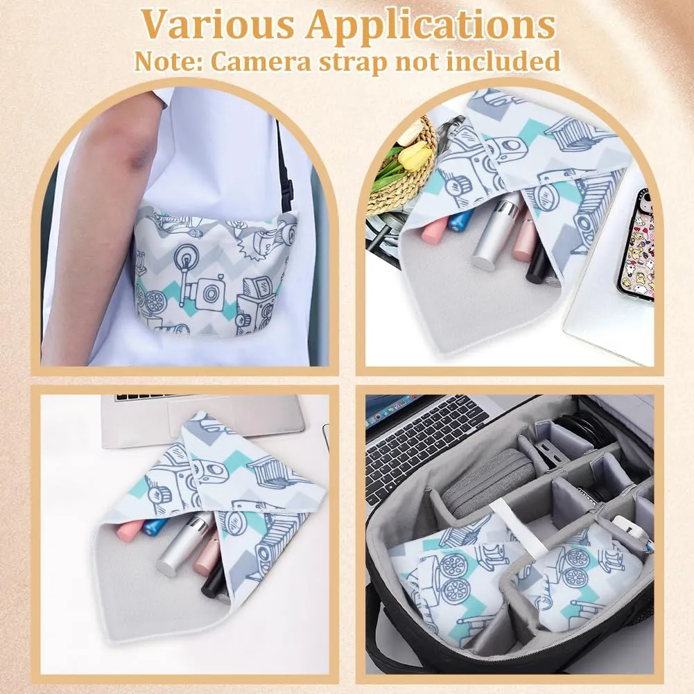 CREATCABIN Camera Protective Wrap Camera Wrap Magic Storage Bag Self-Adhesive Scratch Prevent Cosmetic Travel Product Storage Lens Pouches Soft Cloth with Sticky for Camera Tech Gear 11x11 Inch
