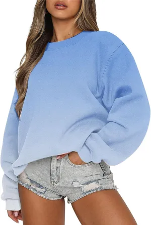 Crew Neck Sweatshirts Women Oversized Crewneck Sweatshirt Long Sleeve Fleece Pullover Fall Y2k Hoodies Preppy Clothes