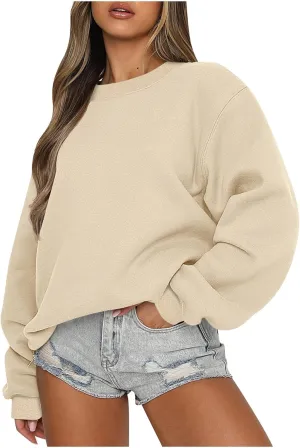 Crew Neck Sweatshirts Women Oversized Crewneck Sweatshirt Long Sleeve Fleece Pullover Fall Y2k Hoodies Preppy Clothes
