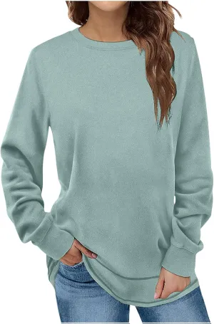 Crewneck Sweatshirts Women Casual Long Sleeve Oversized Sweatshirt Fashion Fall Shirts Loose Comfy Pullover Tops