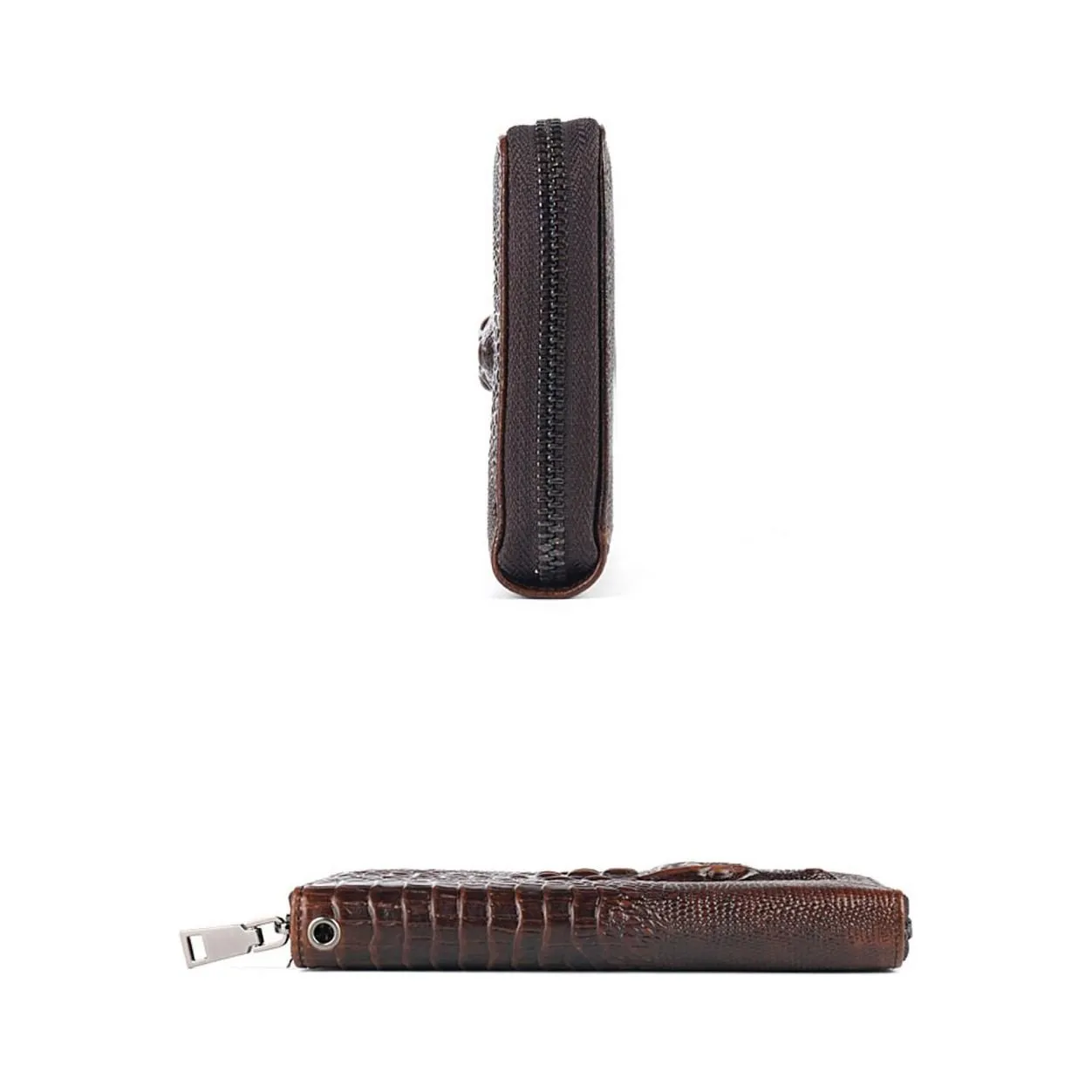 CrocLuxe Vintage Crocodile Leather Long Clutch Wallet