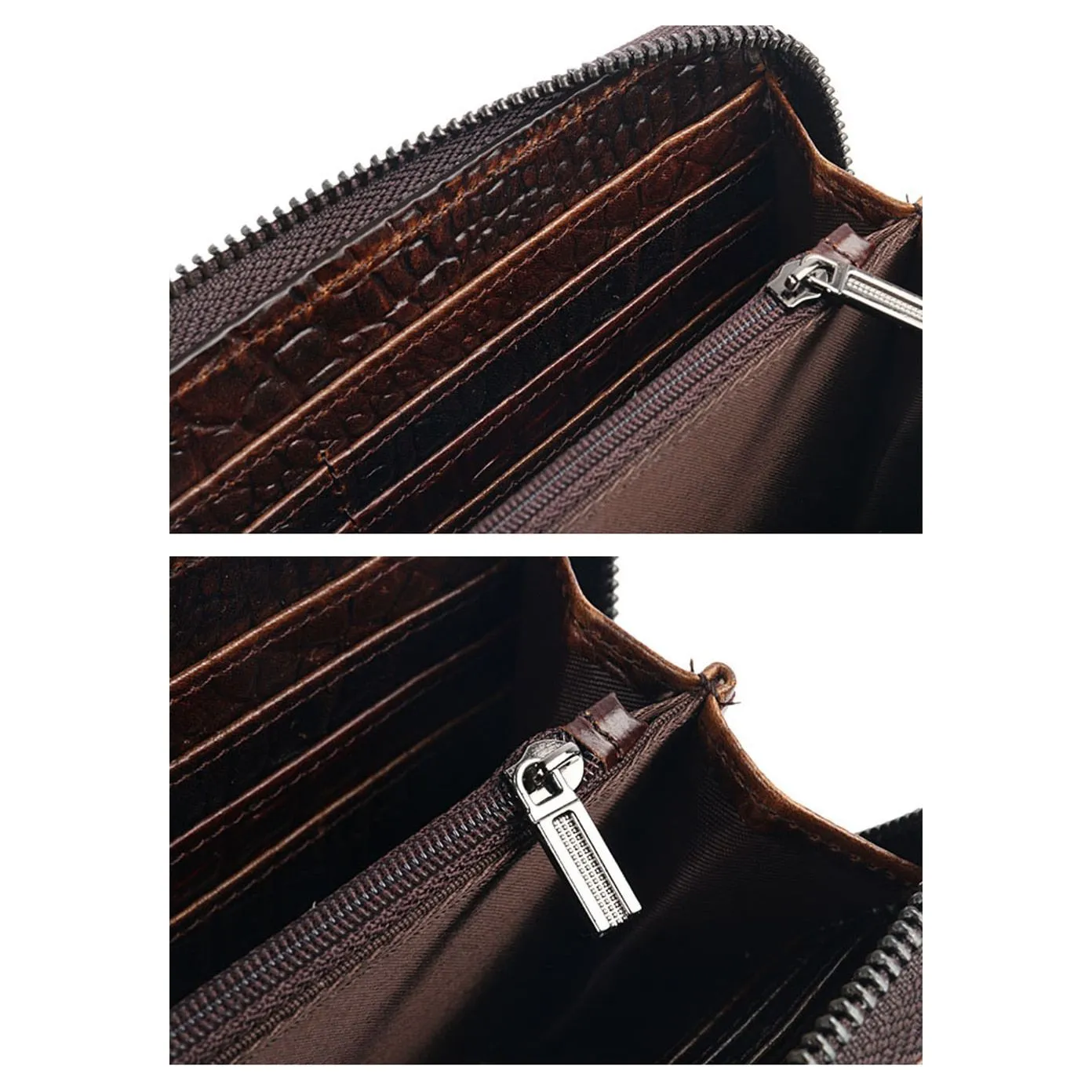 CrocLuxe Vintage Crocodile Leather Long Clutch Wallet