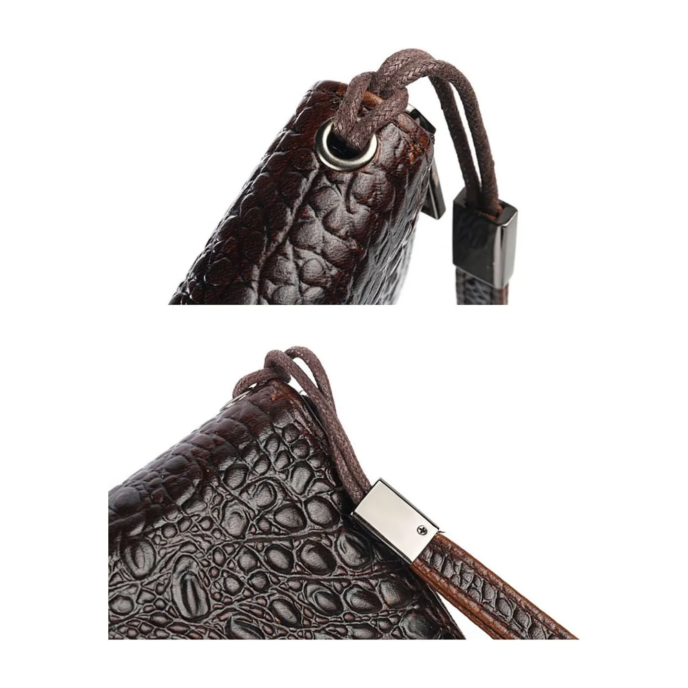 CrocLuxe Vintage Crocodile Leather Long Clutch Wallet