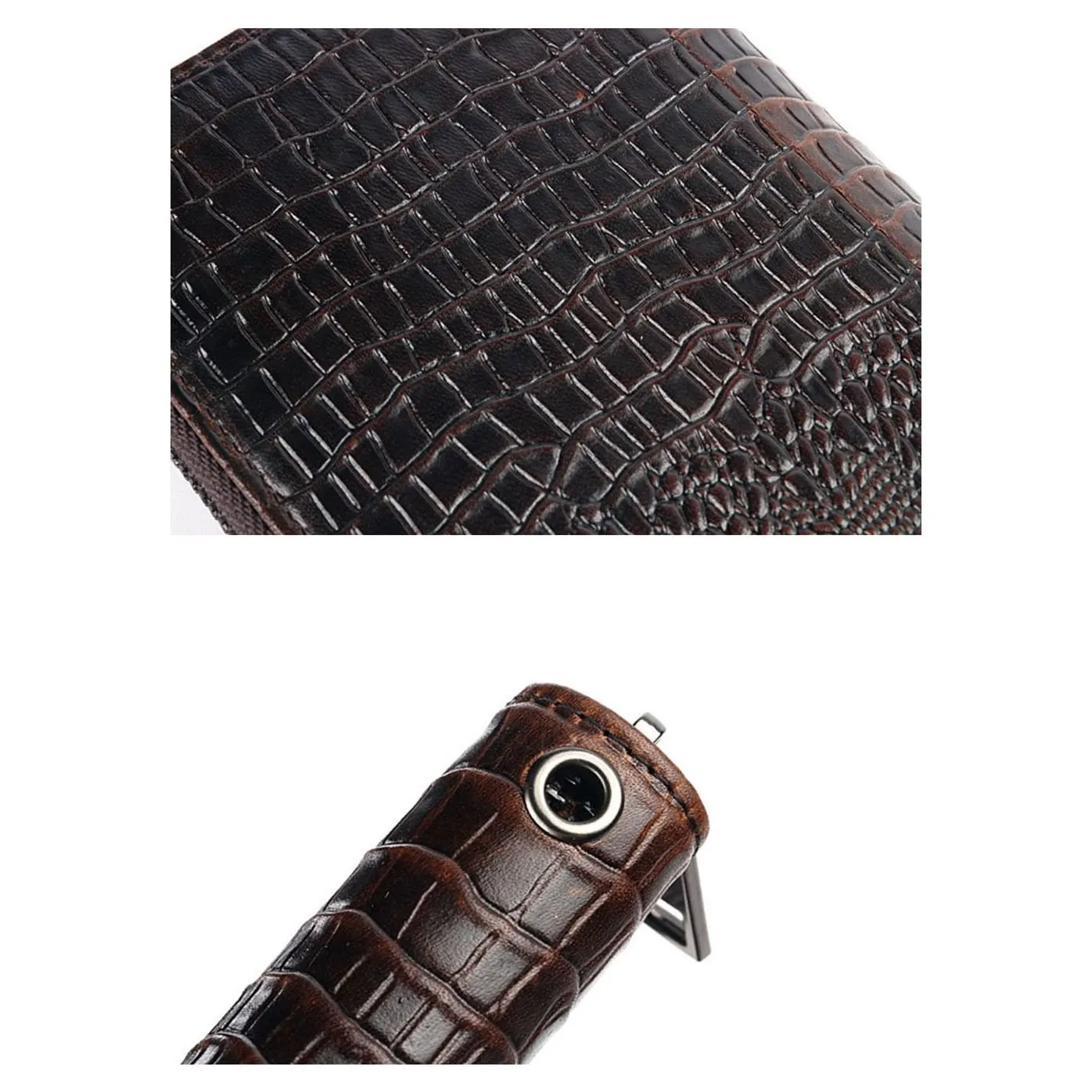 CrocLuxe Vintage Crocodile Leather Long Clutch Wallet