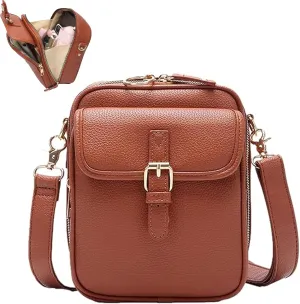 Crossbody Leather Bag, Satchel Purse Leather Cross Body Bag for Women With Multiple Compartments Card Slots