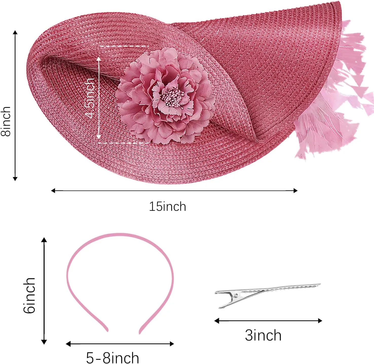 CROWN GUIDE Women's Fascinators Hat - Derby & Tea Party Headpiece with Flower & Feathers, Woven Design for Church, High Tea