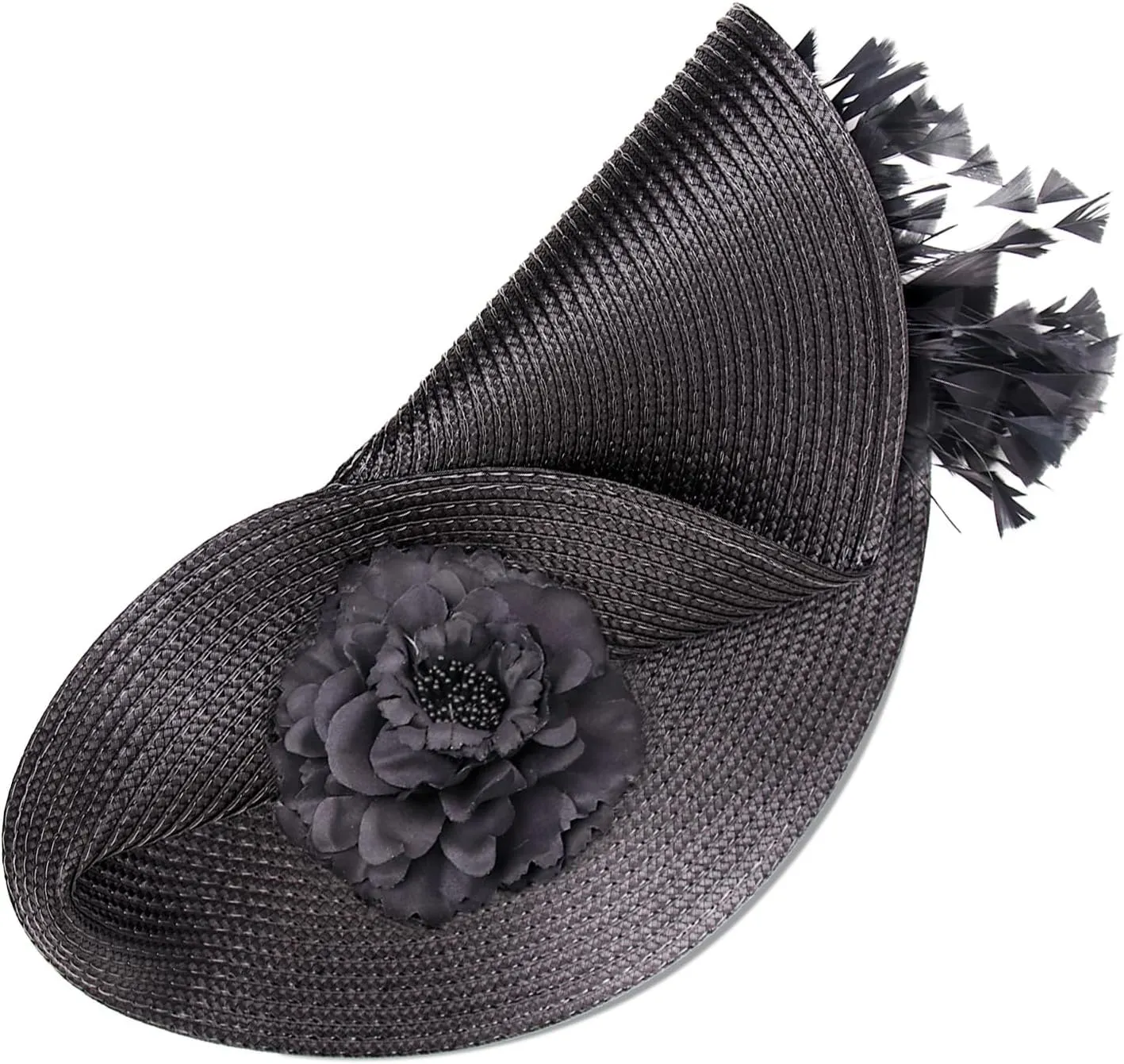 CROWN GUIDE Women's Fascinators Hat - Derby & Tea Party Headpiece with Flower & Feathers, Woven Design for Church, High Tea