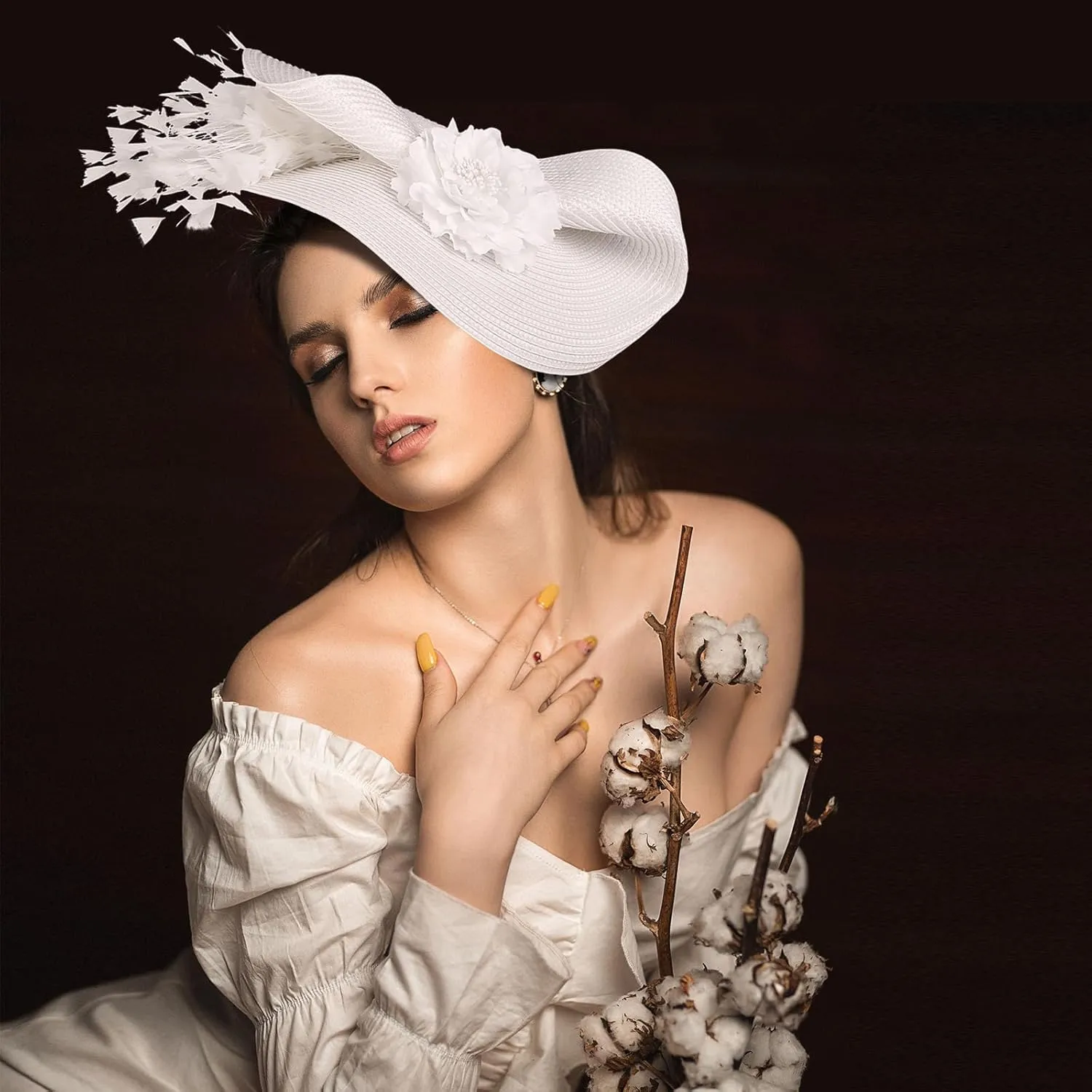 CROWN GUIDE Women's Fascinators Hat - Derby & Tea Party Headpiece with Flower & Feathers, Woven Design for Church, High Tea