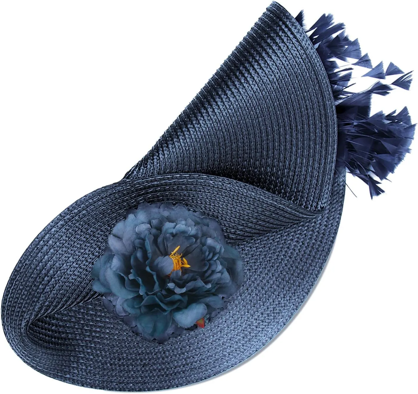 CROWN GUIDE Women's Fascinators Hat - Derby & Tea Party Headpiece with Flower & Feathers, Woven Design for Church, High Tea