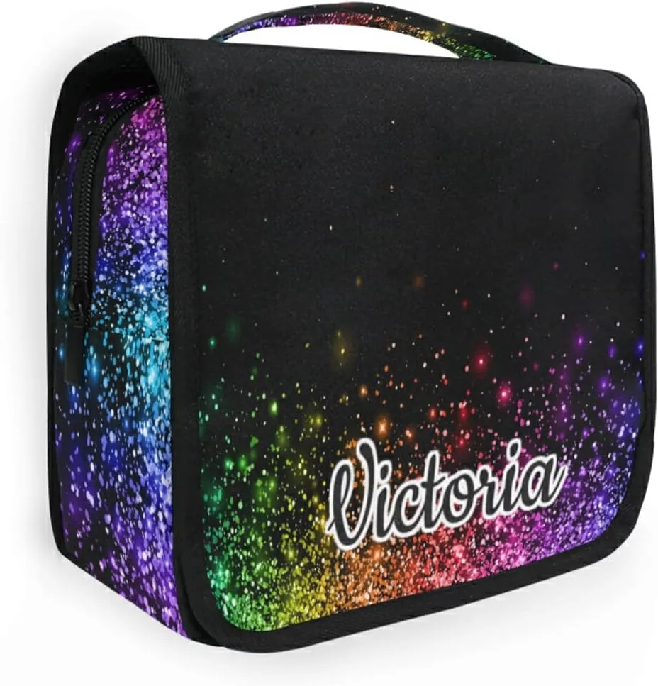 Custom Colorful Glitter PATTERN Travel Hanging Toiletry Bag Personalized Makeup Large Customized Cosmetic Bag Makeup Case Waterproof for Full Sized Container Toiletries