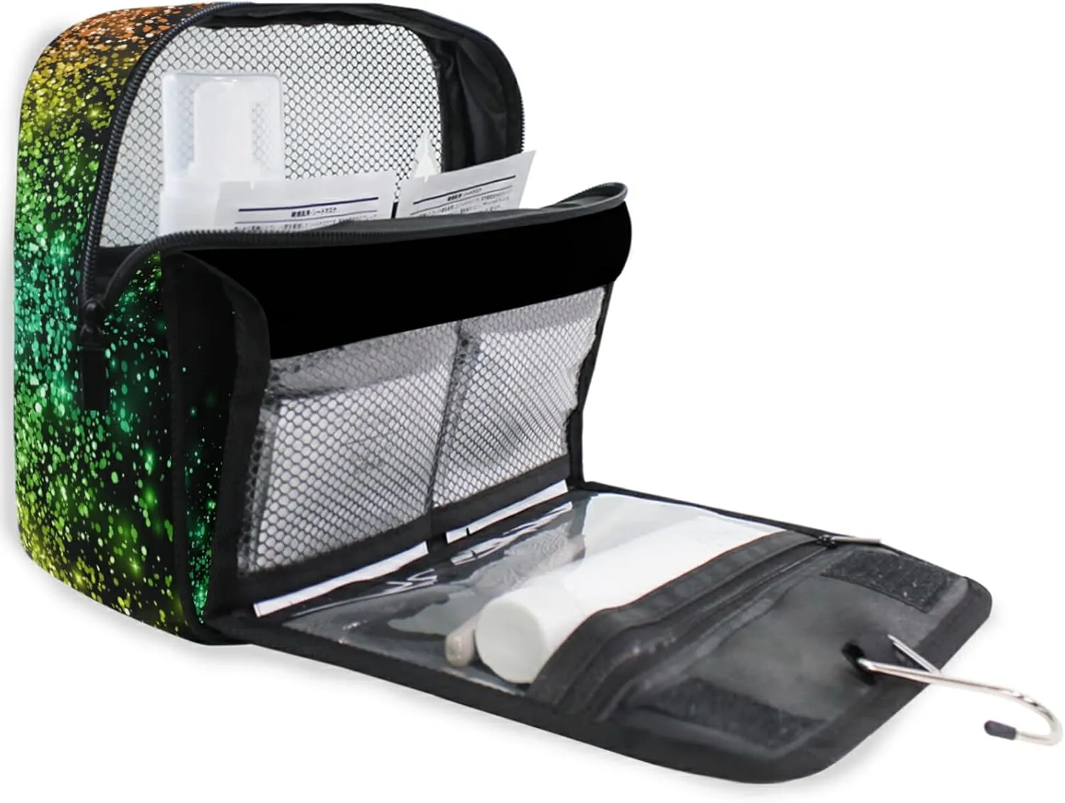 Custom Colorful Glitter PATTERN Travel Hanging Toiletry Bag Personalized Makeup Large Customized Cosmetic Bag Makeup Case Waterproof for Full Sized Container Toiletries