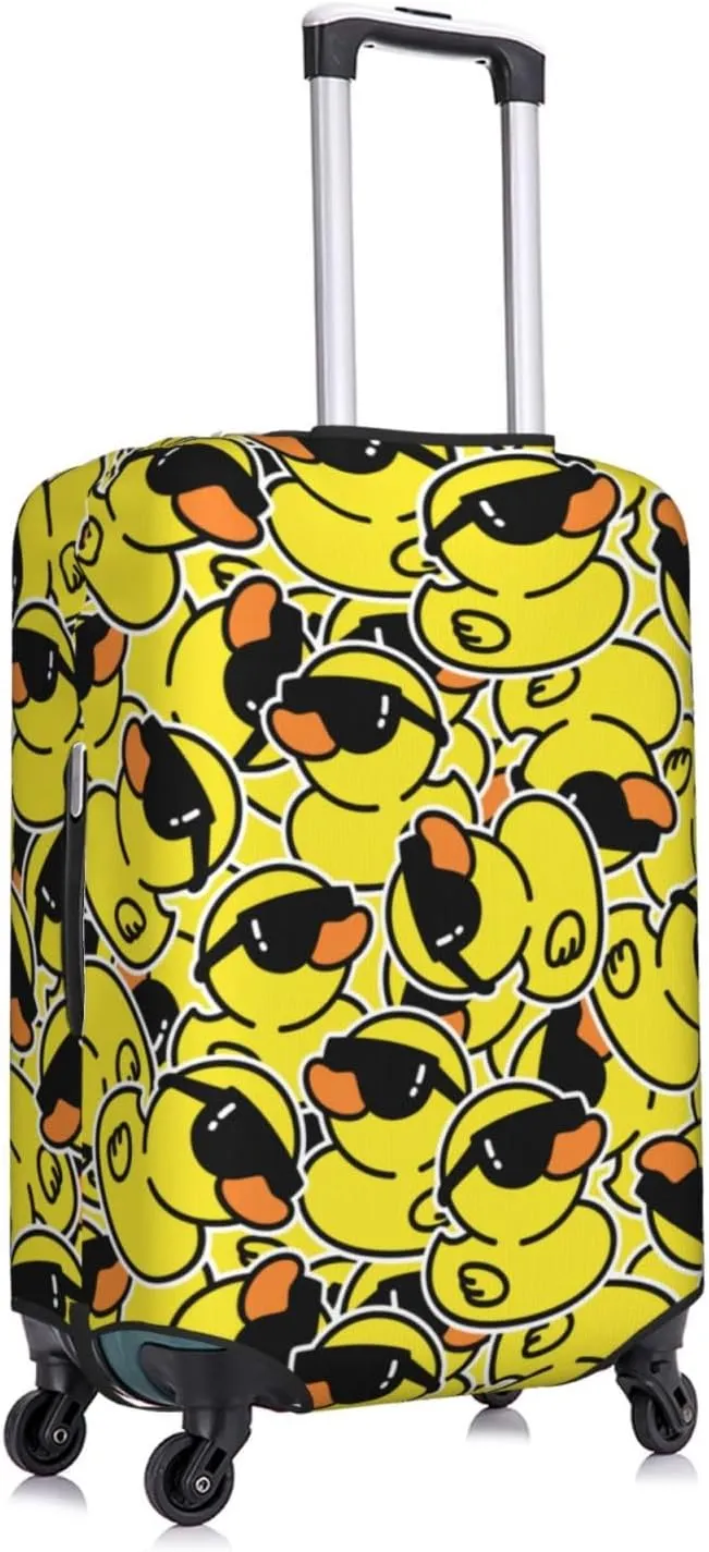Cute Duck With Sunglasses Luggage Suitcase Covers Elastic Washable Fashionable Funny Duck Luggage Protector Travel Suitcase Protective Cover For Kid And Adult, S (Fit 18-21 Inch Luggage)