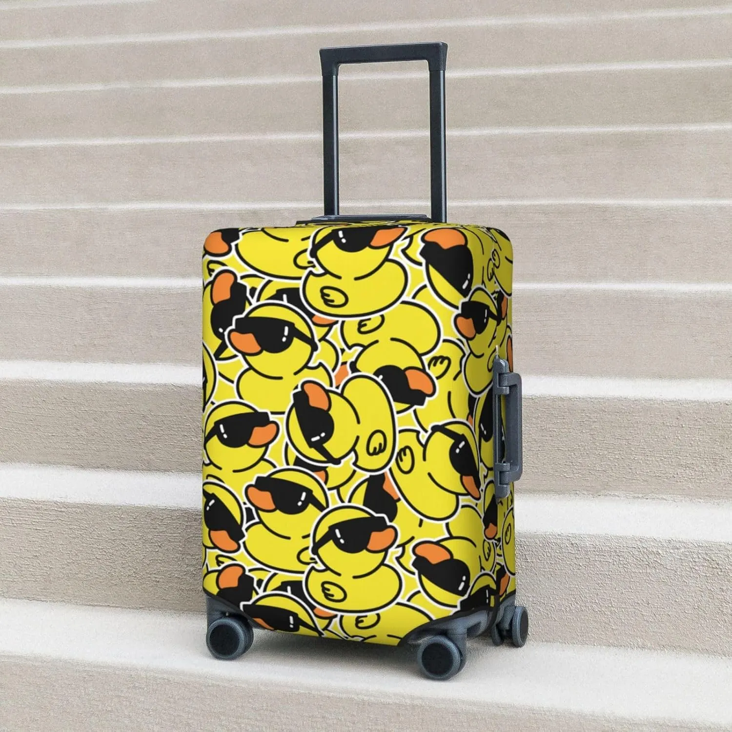 Cute Duck With Sunglasses Luggage Suitcase Covers Elastic Washable Fashionable Funny Duck Luggage Protector Travel Suitcase Protective Cover For Kid And Adult, S (Fit 18-21 Inch Luggage)