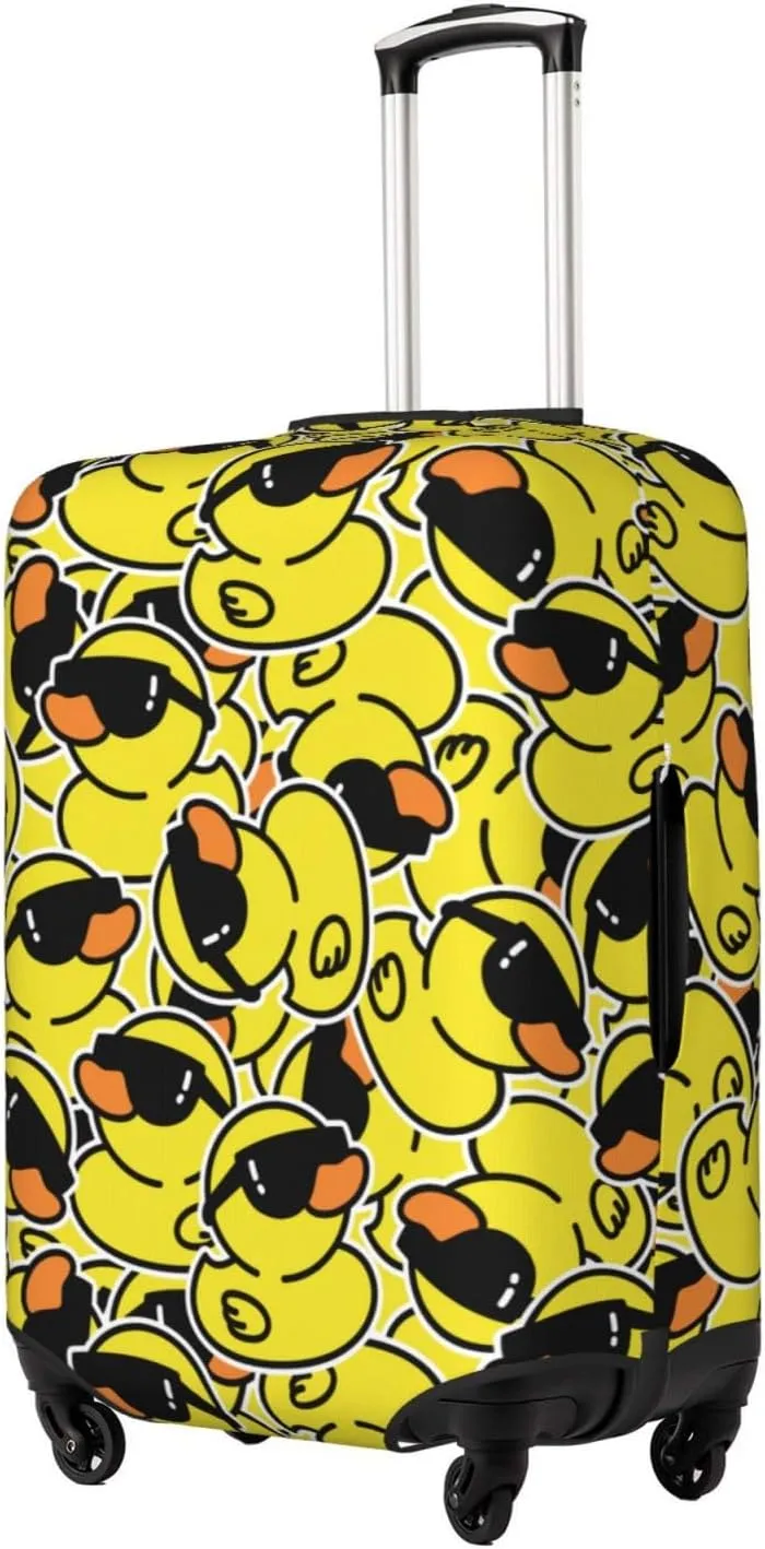 Cute Duck With Sunglasses Luggage Suitcase Covers Elastic Washable Fashionable Funny Duck Luggage Protector Travel Suitcase Protective Cover For Kid And Adult, S (Fit 18-21 Inch Luggage)