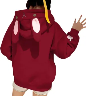 Cute Hoodies For Women Oversized Y2K Pullover Bunny Ear Hooded Sweatshirts With Pockets Long Sleeve Outfits Fall Clothes 2023