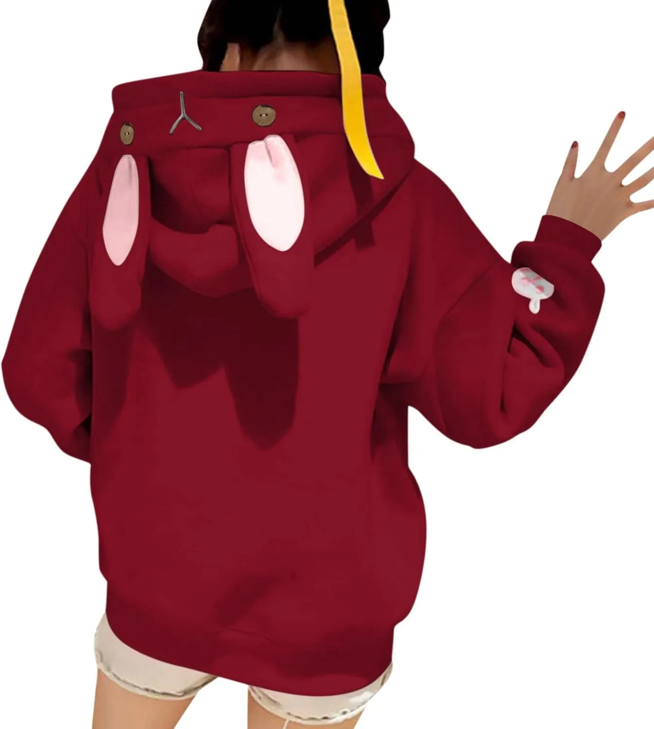 Cute Hoodies For Women Oversized Y2K Pullover Bunny Ear Hooded Sweatshirts With Pockets Long Sleeve Outfits Fall Clothes 2023