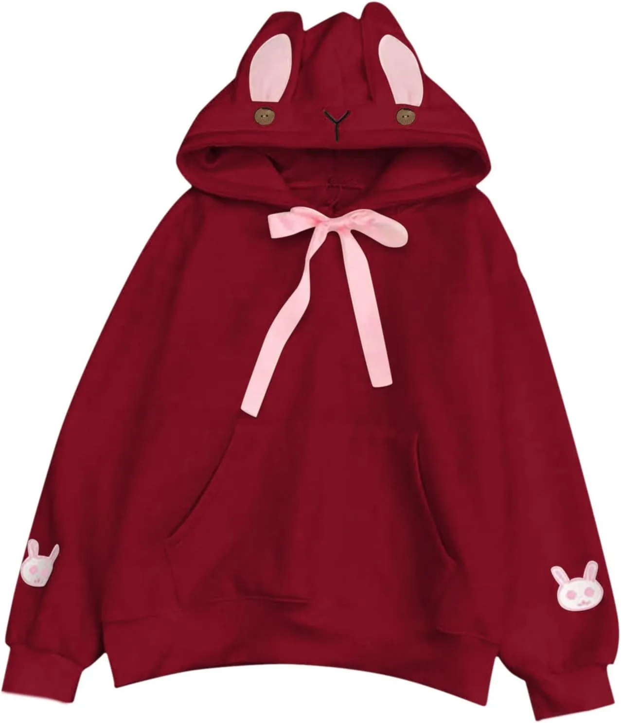 Cute Hoodies For Women Oversized Y2K Pullover Bunny Ear Hooded Sweatshirts With Pockets Long Sleeve Outfits Fall Clothes 2023