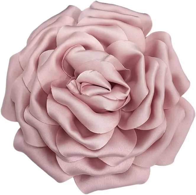Dainty Silk Satin Rose Flower Extra Large Big Brooches Lapel Pins Fabric Flowers Oversized Brooch Pin for Women Wedding Party Banquet Dress Suit Clothes Accessories Jewelry Gifts 160mm