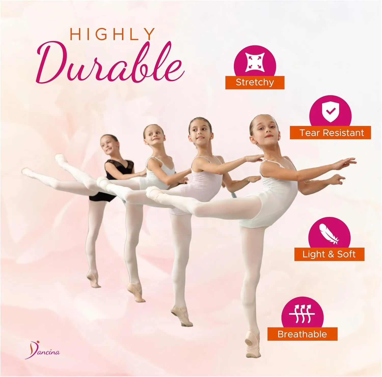 Dancina Transition Ballet Tights  Ultra-Soft Convertible Dance Leggings for Girls & Women  Durable & Comfortable