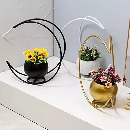 Designer Moon vase Gold Metal Moon Shape Flower Pot