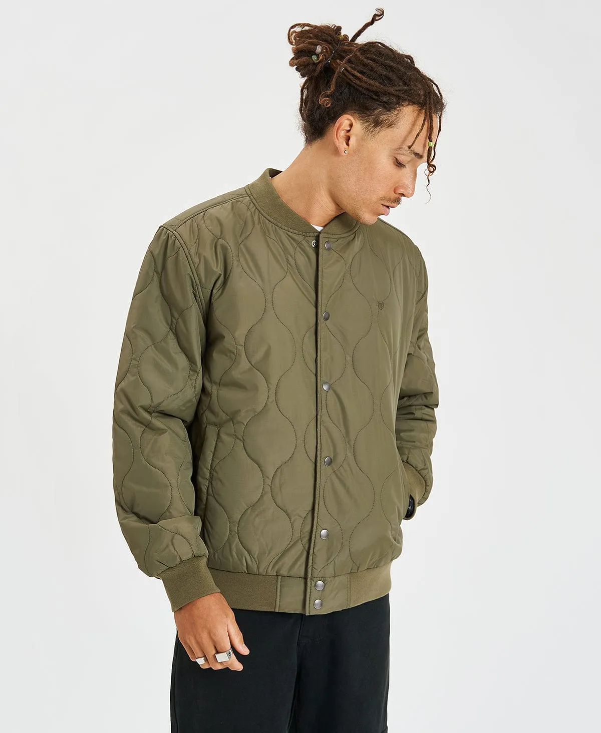 Dillinger Quilted Bomber Jacket Military Olive Green