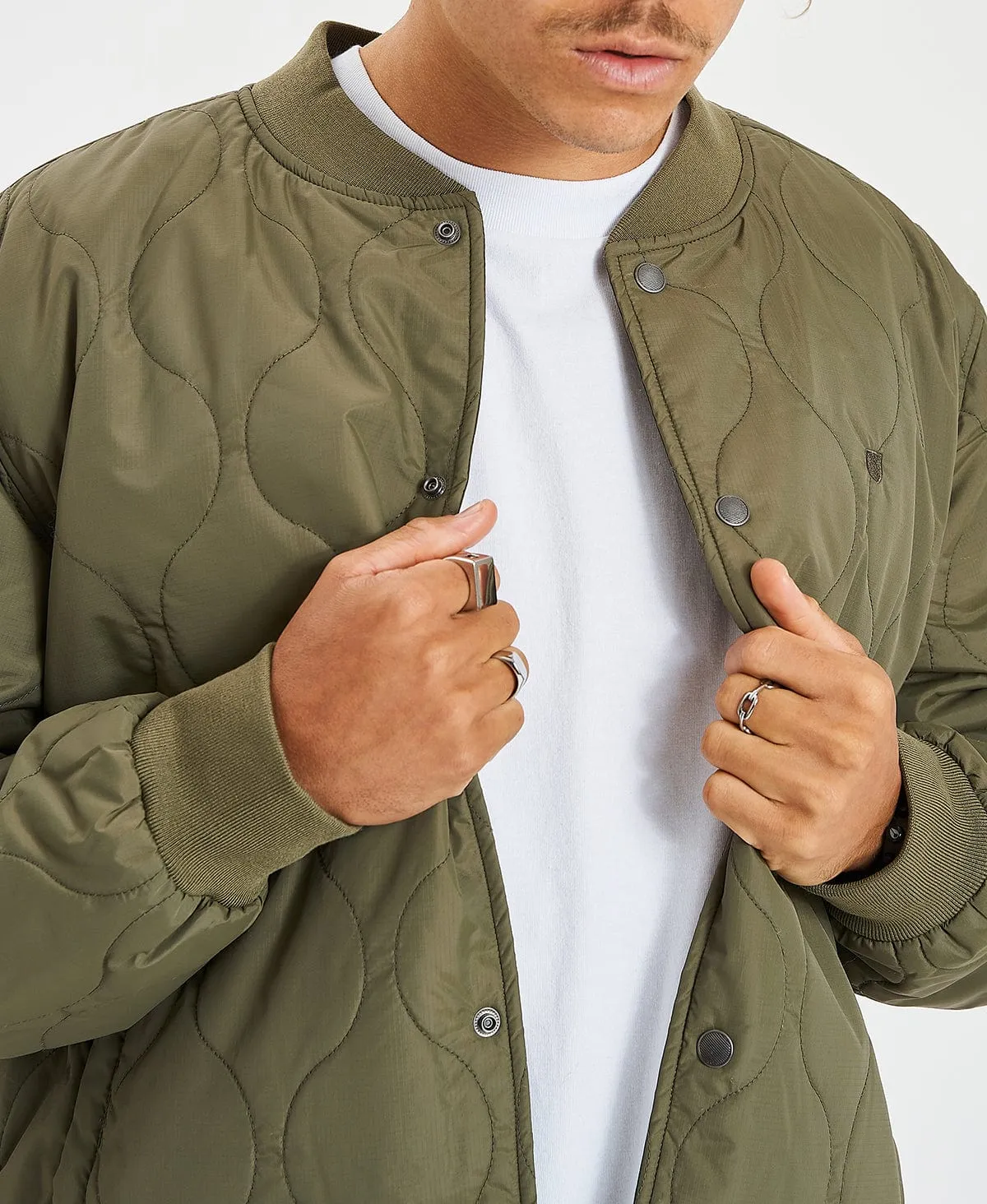Dillinger Quilted Bomber Jacket Military Olive Green