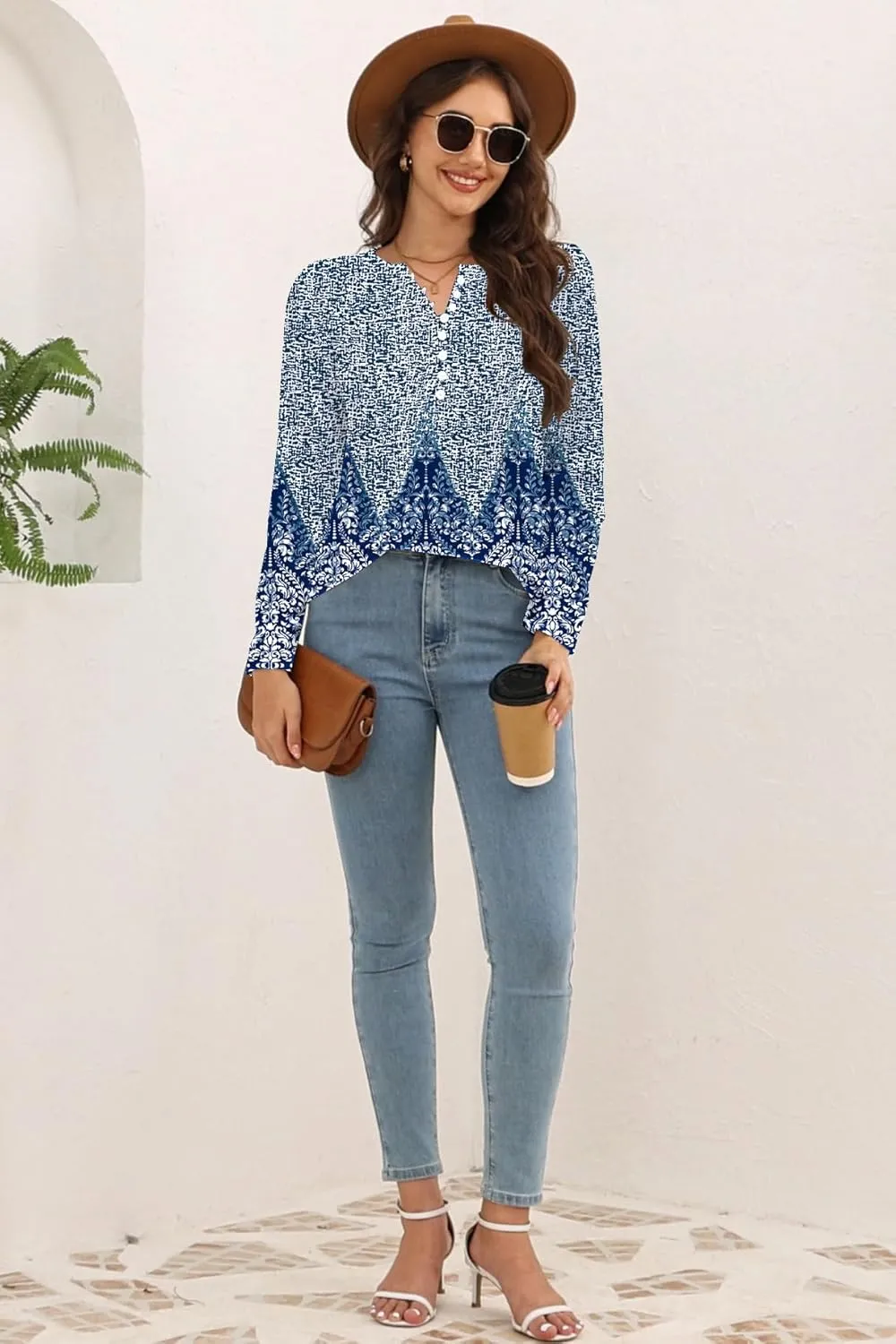 Disamer Womens T Shirts 2025 Fashion Tops Long Sleeve Pleated Dressy Casual Button Down Blouses Fall Clothes