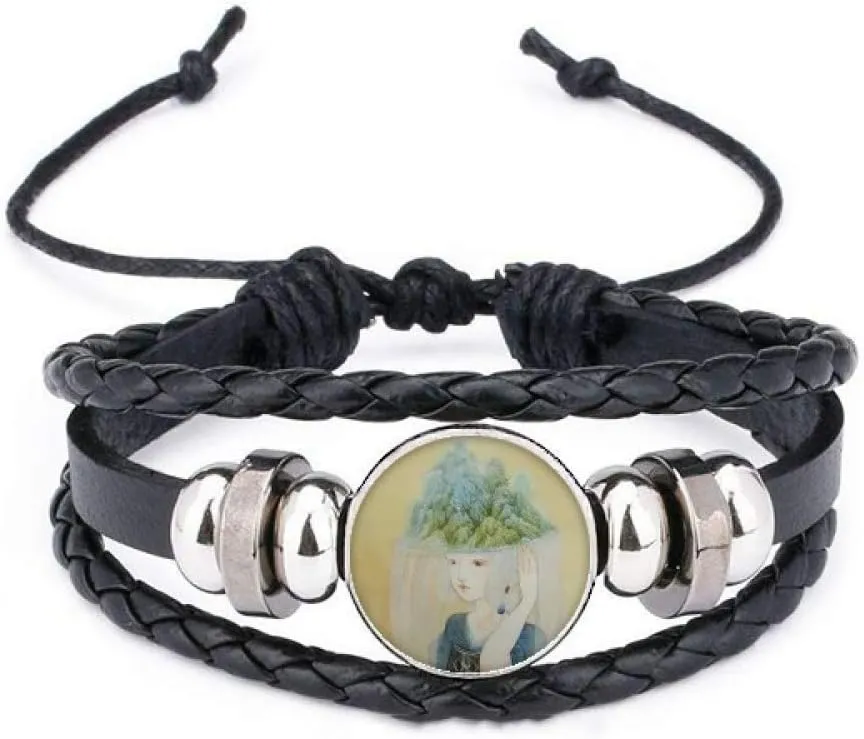 DIYthinker Hats Beauty Chinese Antique Illustrator Bracelet Braided Leather Woven Rope Wristband