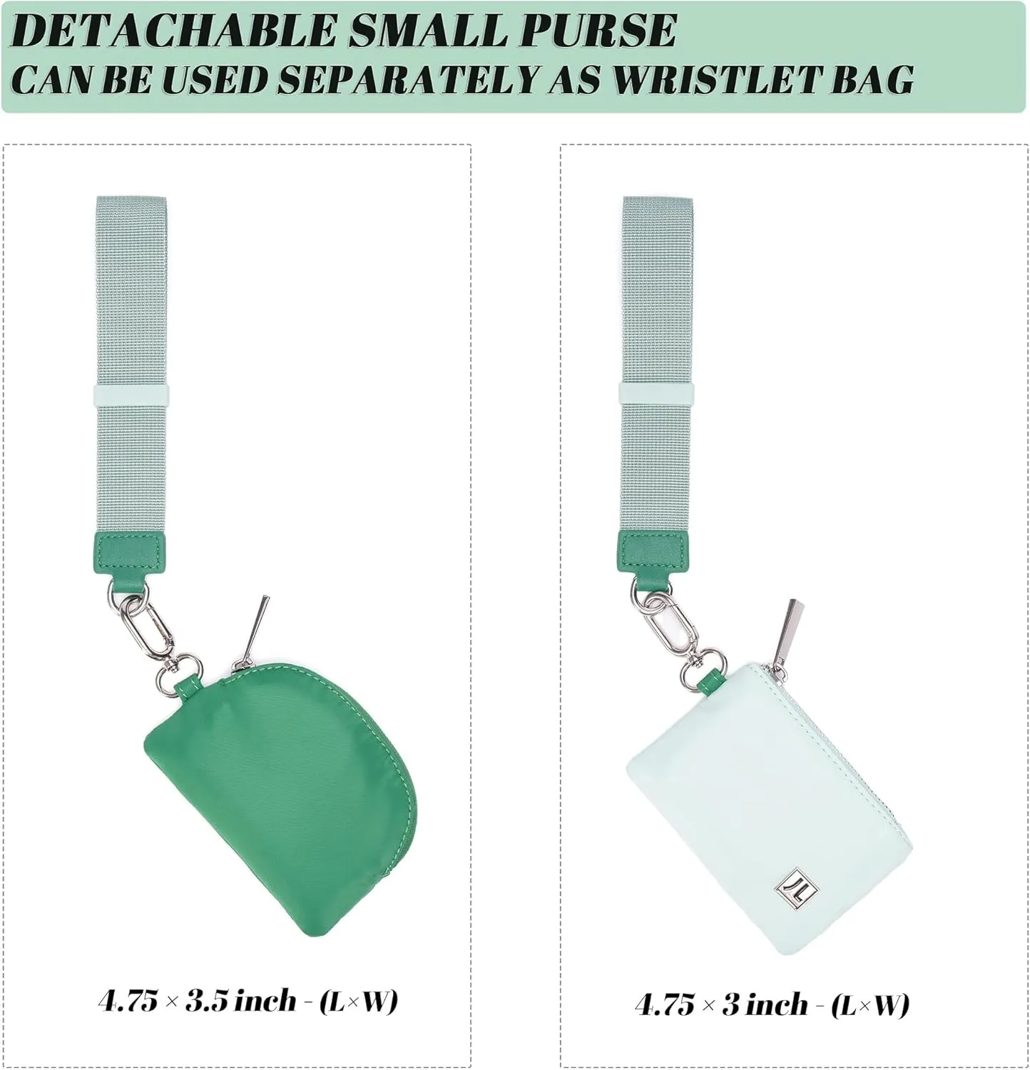 Dual Pouch Wristlet Portable Mini Wallet Detachable Card Holder Small Coin Purse Handbag for Women
