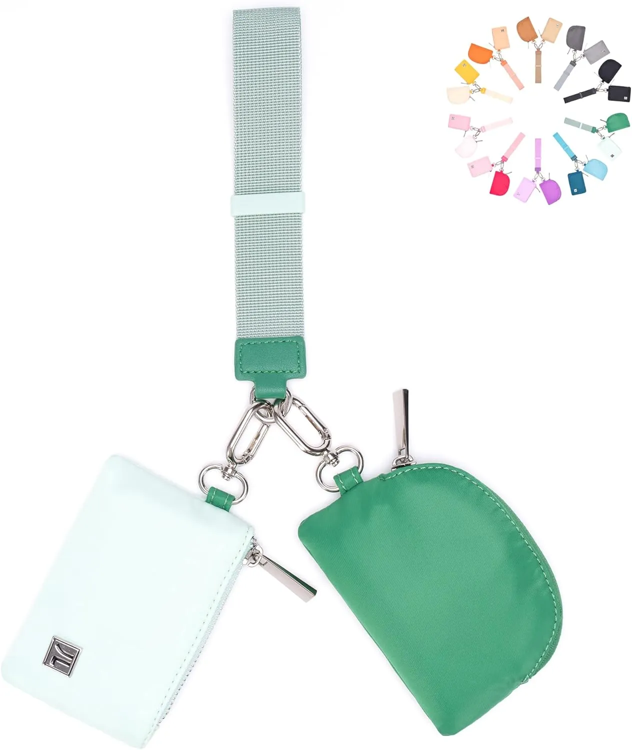 Dual Pouch Wristlet Portable Mini Wallet Detachable Card Holder Small Coin Purse Handbag for Women