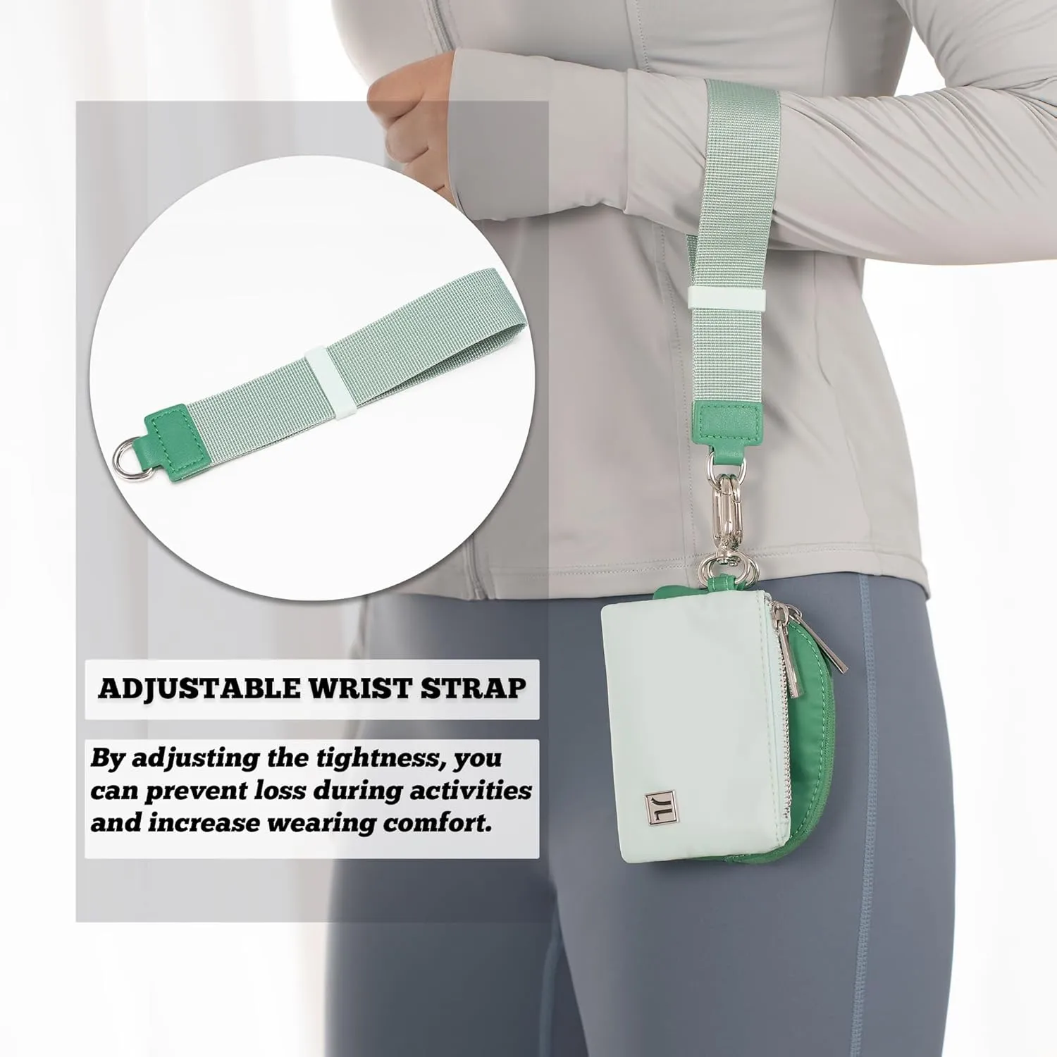 Dual Pouch Wristlet Portable Mini Wallet Detachable Card Holder Small Coin Purse Handbag for Women