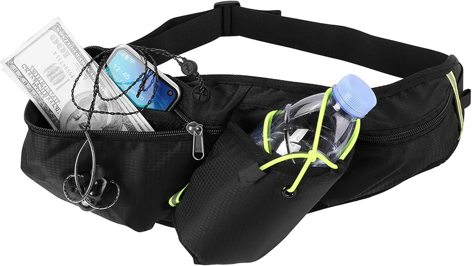 eBigValue Nylon Wallet Phone Sunglasses Water Bottle Carrying Case Waist Fanny Pack for Travel, Errands, Day Excursions, Outdoors, Active Sports