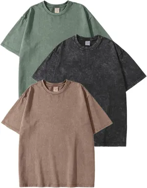 Eisctnd Men Oversized T Shirts, 3 Pack Heavy Cotton Vintage Tee Loose Fit Short Sleeve Casual Basic Washed Unisex Tops