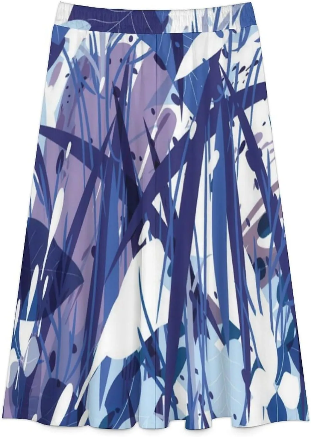 Esthetic Sports Florals Print Midi Skirts High Elastic Waist Ruched Flowy Party Skirt