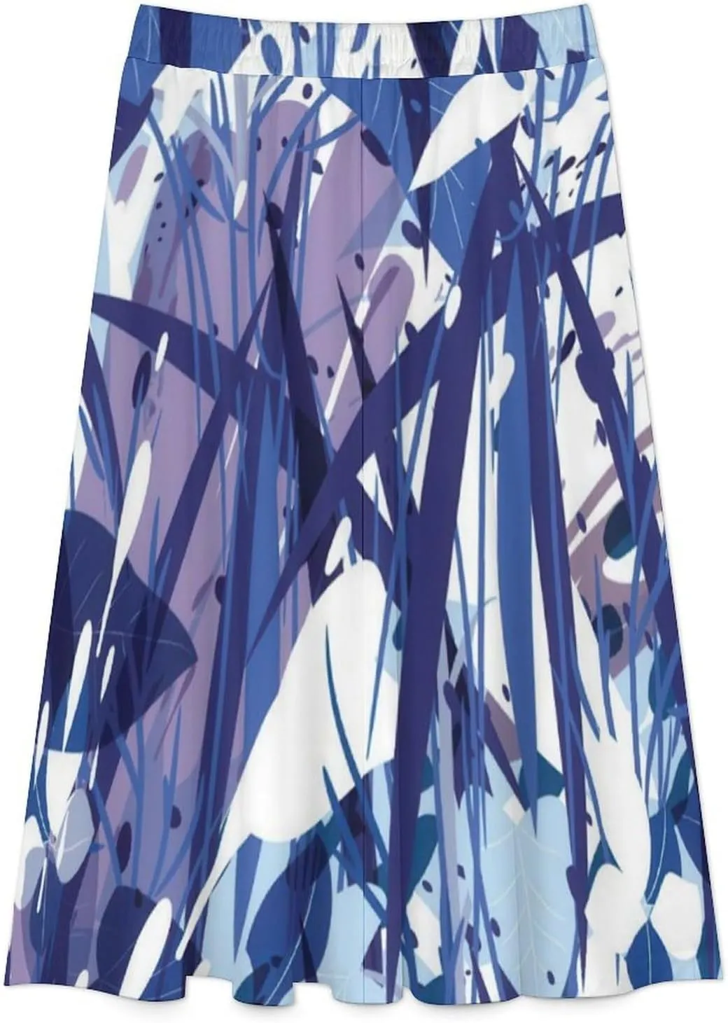 Esthetic Sports Florals Print Midi Skirts High Elastic Waist Ruched Flowy Party Skirt