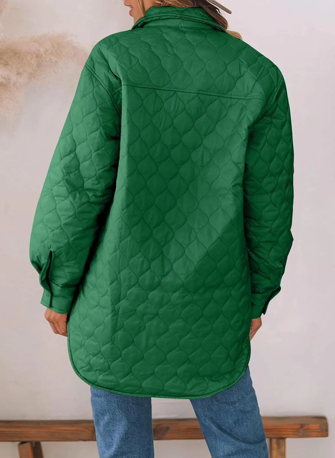 EVALESS Quilted Jackets for Women Lightweight Long Sleeve Button Down Puffer Jacket Warm Winter Coat Outerwear with Pockets